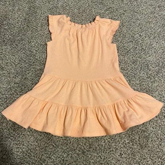 Charming Peach Kids Dress with Floral Hat - Picture 6 of 6